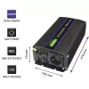 Qoltec Monolith 2000 MS Wave jännitemuunnin 12V - 230V 1000/2000W USB