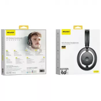 AWEI AT33 Bluetooth 6.0 langattomat over-ear-kuulokkeet - musta