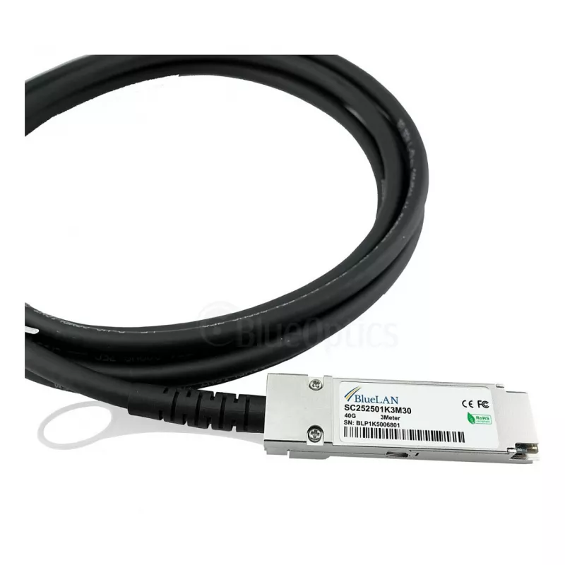 BlueOptics Networks 10312 -yhteensopiva BlueLAN QSFP+ Direct Attach Copper -kaapeli, 40GBASE-CR4, 1 m, 30AWG, passiivinen