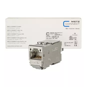 METZ CONNECT C6Amodul 180° RJ45 Keystone -moduuli Cat.6A STP (12 kpl:n pakkaus) - metallinen
