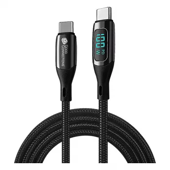 Good Connections USB 2.0 -lataus- ja datakaapeli 100W digitaalinäytöllä USB-C - USB-C 1 m musta