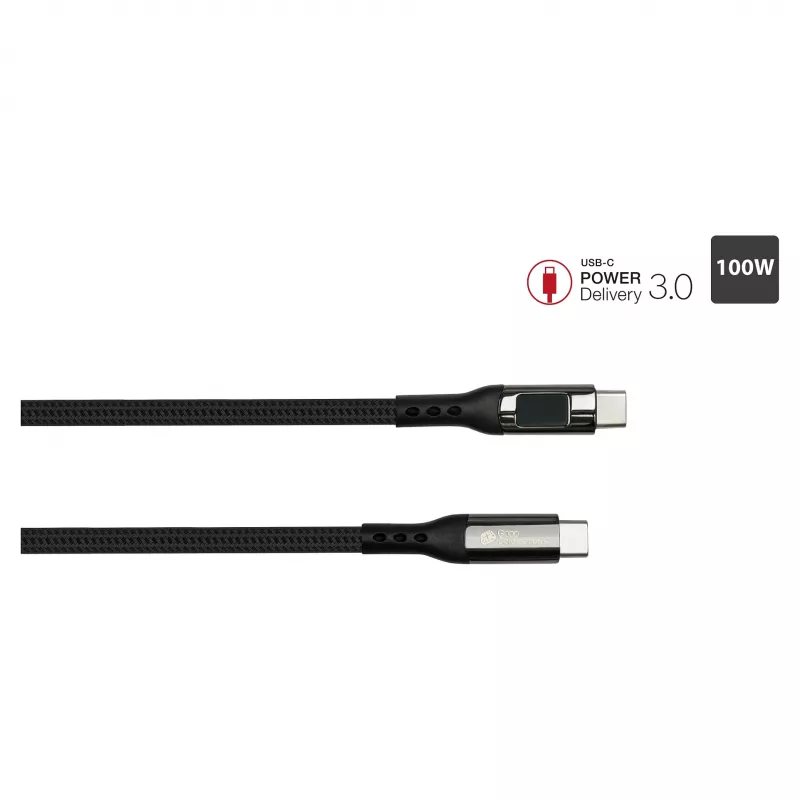Good Connections USB 2.0 -lataus- ja datakaapeli 100W digitaalinäytöllä USB-C - USB-C 1 m musta