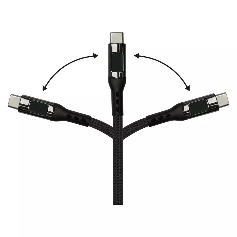 Good Connections USB 2.0 -lataus- ja datakaapeli 100W digitaalinäytöllä USB-C - USB-C 1 m musta