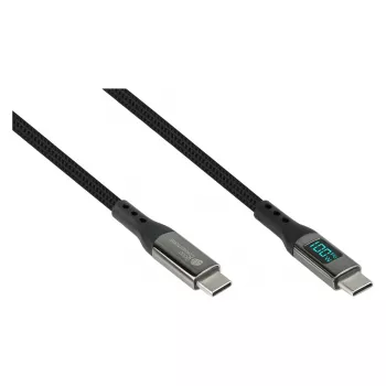 Good Connections USB 2.0 -lataus- ja datakaapeli 100W digitaalinäytöllä USB-C - USB-C 1 m musta