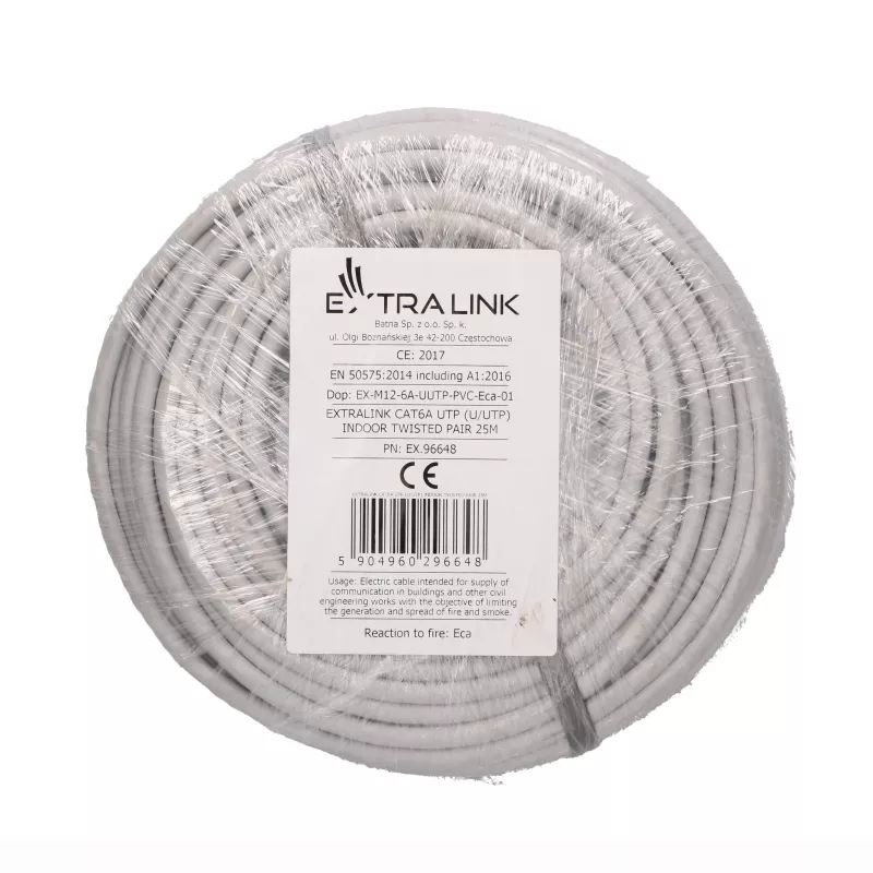 EXTRALINK CAT6A UTP (U/UTP) sisäkäyttöön twisted pair -parikaapeli 25m
