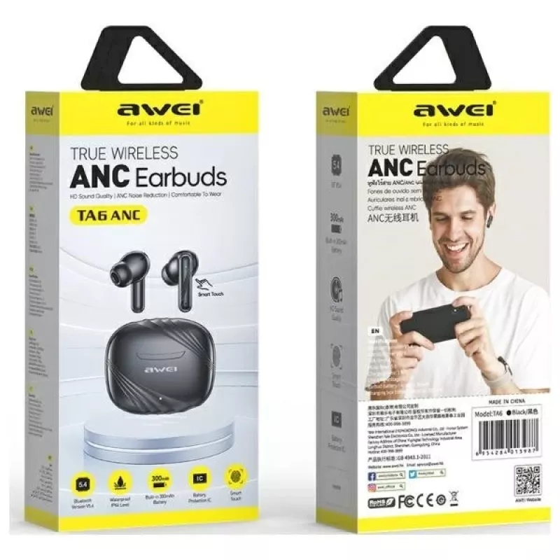 AWEI TA6 ANC Bluetooth-kuulokkeet musta