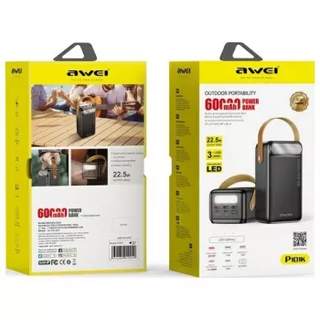 AWEI PowerBank P101K 60000mAh 22,5W musta