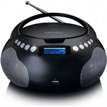 Lenco SCD-331BK kannettava CD-radio Bluetoothilla, USB, FM-radio, LCD-näyttö, musta