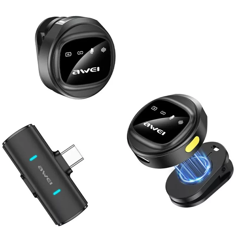 AWEI MK3 Duo langaton lavalier-mikrofoni musta