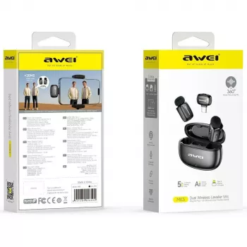 AWEI MK5 Duo Ai-Voice Black Wireless Lavalier -mikrofoni
