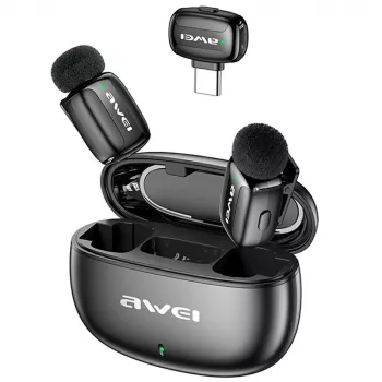 AWEI MK5 Duo Ai-Voice Black Wireless Lavalier -mikrofoni