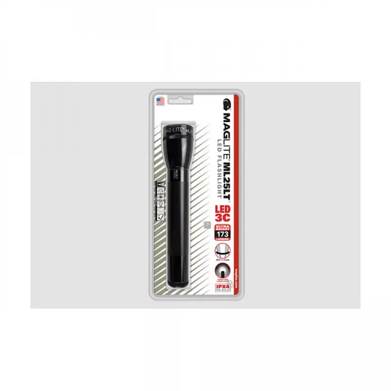 Maglite ML25LT 3 C-Cell LED-taskulamppu, musta, 177 lumenia