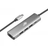 TB USB-C - RJ45 Gigabit Ethernet -sovitin, jossa 3x USB-A 3.0 ja USB-C PD 100W, Space Grey