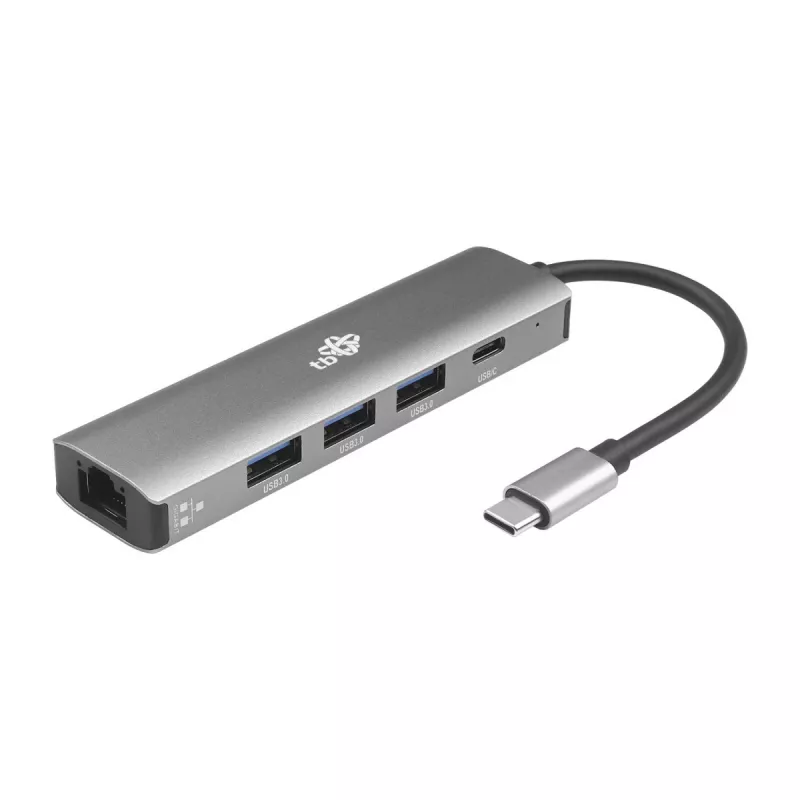 TB USB-C - RJ45 Gigabit Ethernet -sovitin, jossa 3x USB-A 3.0 ja USB-C PD 100W, Space Grey