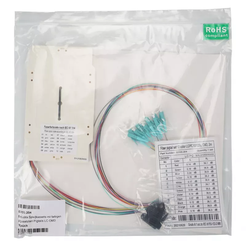 EFB-Elektronik valmis liitoskasetti värillä koodatuilla pigtaileilla LC OM3 (53100.204)