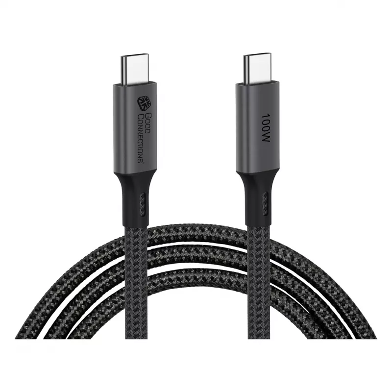 GoodConnections USB-C 4.0 (ST-ST) 1m punottu kaapeli 100W 8K 30Hz antrasiitti