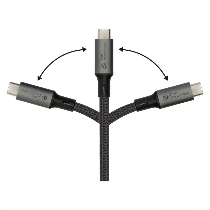 GoodConnections USB-C 4.0 (ST-ST) 1m punottu kaapeli 100W 8K 30Hz antrasiitti
