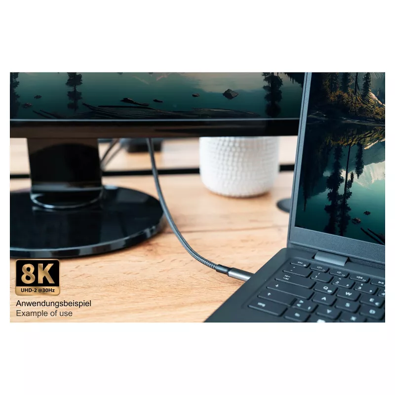 GoodConnections USB-C 4.0 (ST-ST) 1m punottu kaapeli 100W 8K 30Hz antrasiitti
