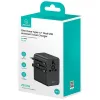 USAMS matkailuadapteri CC310 70W 3xUSB-C US/AU/EU/UK musta