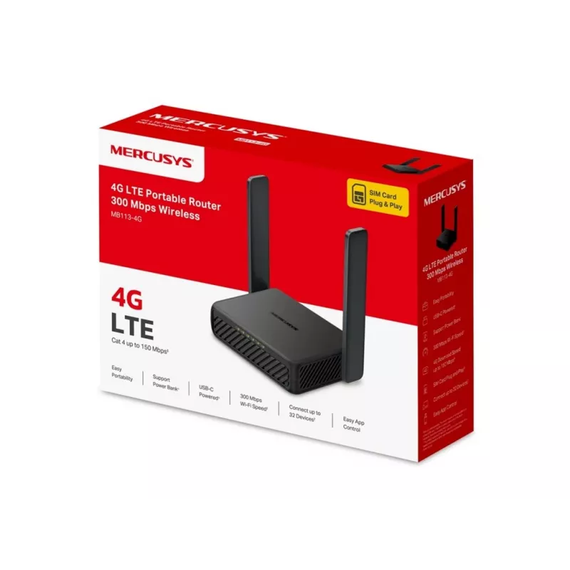 Mercusys MB113-4G langaton 4G LTE kannettava reititin 300Mbps