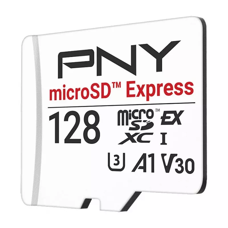 PNY 128GB microSDXC Express Card UHS-I U3 V30 A1 SD-sovittimella