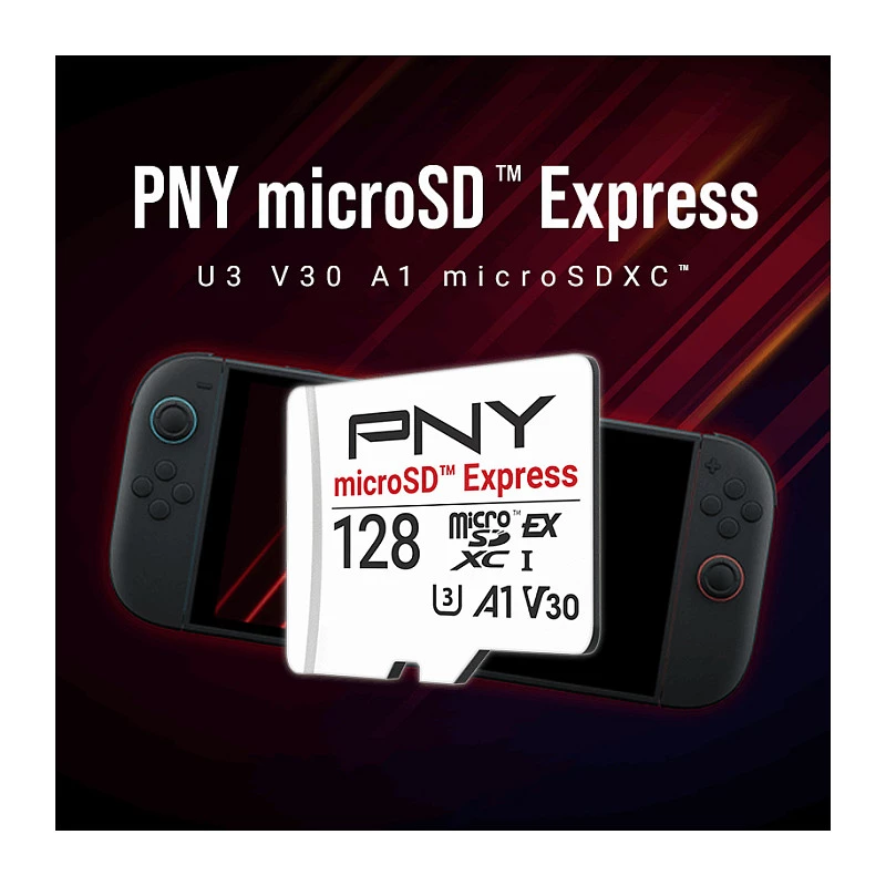 PNY 128GB microSDXC Express Card UHS-I U3 V30 A1 SD-sovittimella