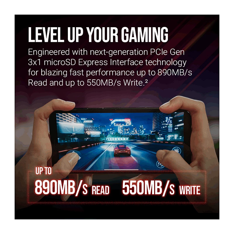 PNY 128GB microSDXC Express Card UHS-I U3 V30 A1 SD-sovittimella