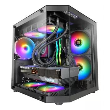TACENS Mars Gaming MC-3TLITE Mini Tower musta Tempered Glass FRGB -kotelo