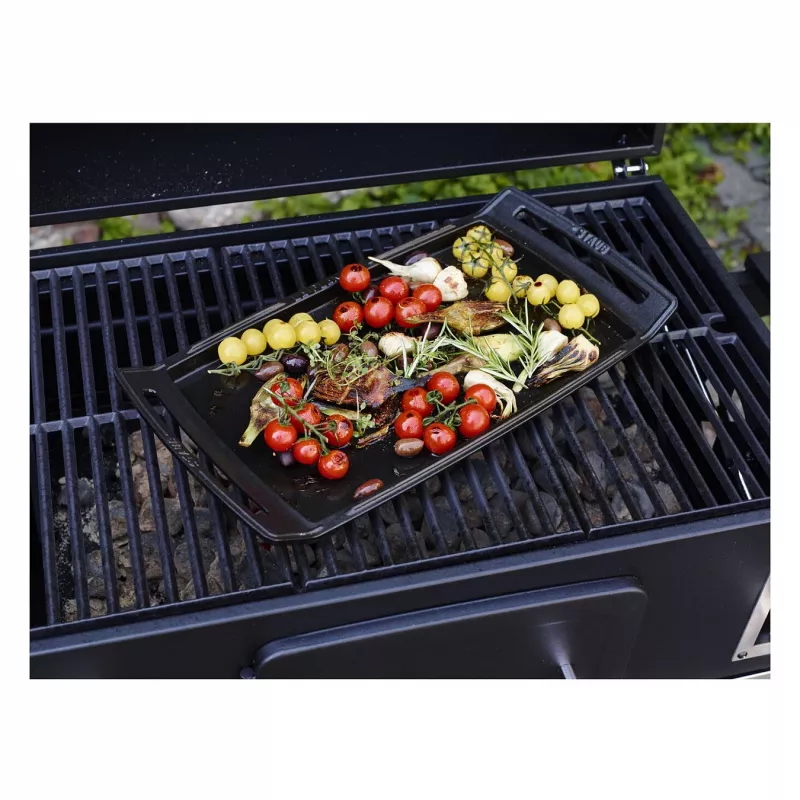 Staub Plancha induktioon sopiva valurautainen grillilevy, 38 cm, musta