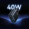 USAMS T70 40W 2xUSB-A 2xUSB-C verkkolaite musta