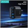 USAMS T70 40W 2xUSB-A 2xUSB-C verkkolaite musta