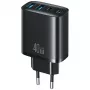 USAMS T70 40W 2xUSB-A 2xUSB-C verkkolaite musta