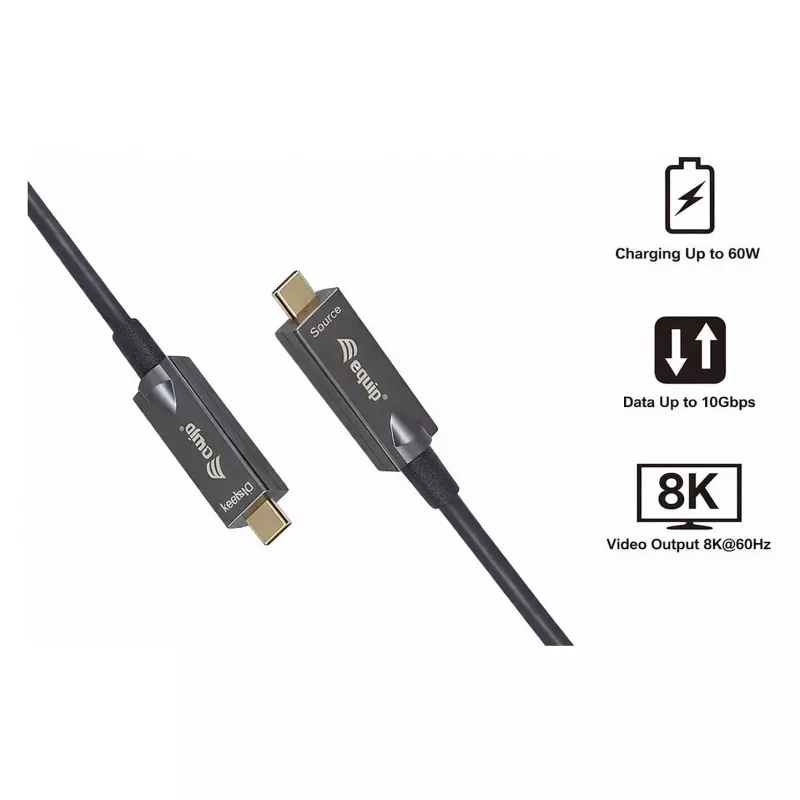 Equip USB 3.2 Gen 2 USB-C - USB-C Active Optical -kaapeli 15m musta
