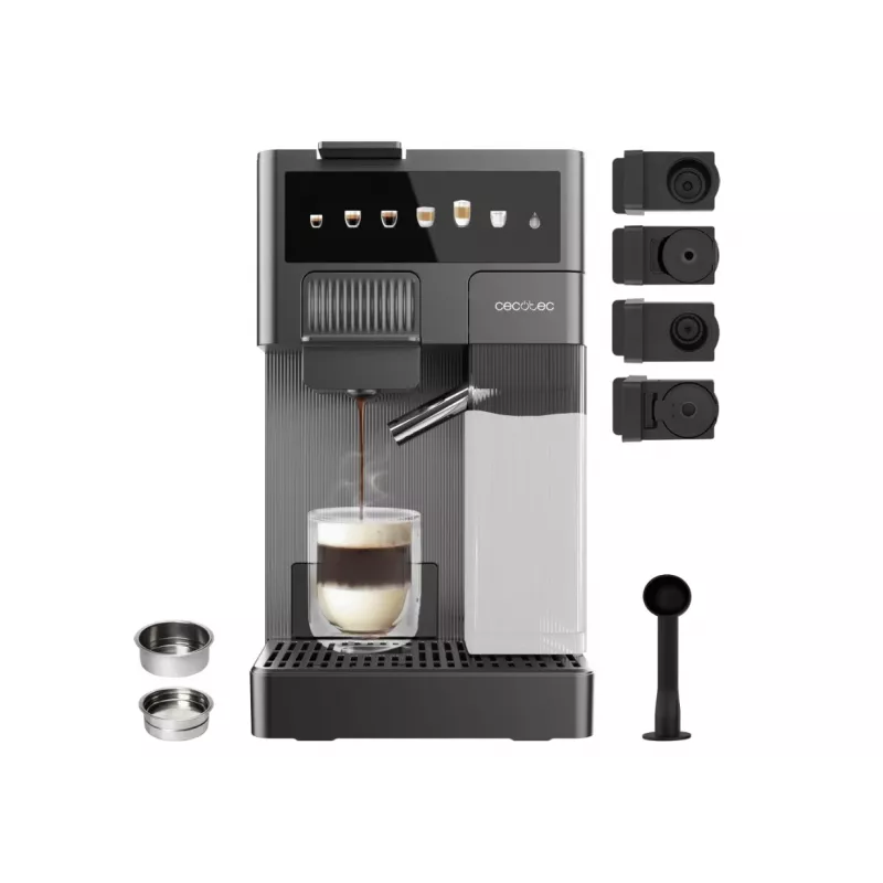 Cecotec FreeStyle Latte T espressokeitin - 20 bar pumpun paine, integroitu maidonvaahdotin, 1350 W, harmaa