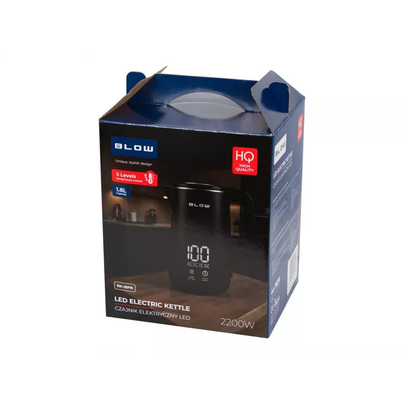 BLOW musta vedenkeitin LED-näytöllä 2200W BK-18PB 1,8L