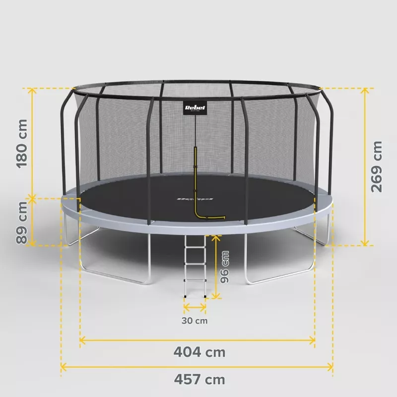 REBEL Active Trampoline PRO 15ft/457cm - musta/sininen