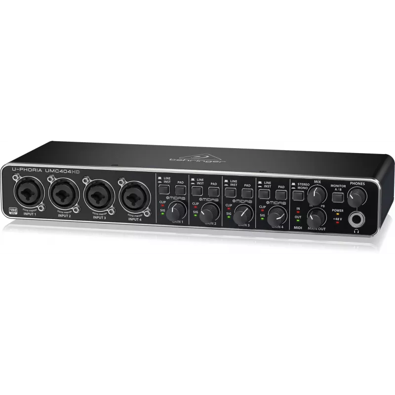 Behringer UMC404HD USB-äänikortti 4x4 24-bit/192 kHz MIDAS-esivahvistimilla