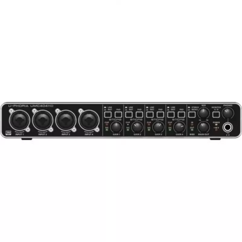Behringer UMC404HD USB-äänikortti 4x4 24-bit/192 kHz MIDAS-esivahvistimilla