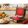ELDOM GK200 GRILO kontaktigrilli 2000W säädettävällä termostaatilla, tarttumattomat levyt, musta/hopea
