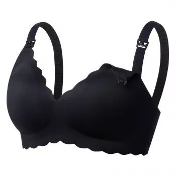 MOMCOZY YN46 Seamless Support Floral imetysliivit musta S