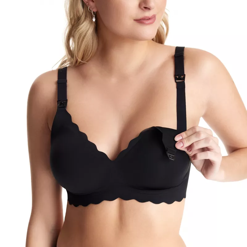 MOMCOZY YN46 Seamless Support Floral imetysliivit musta S