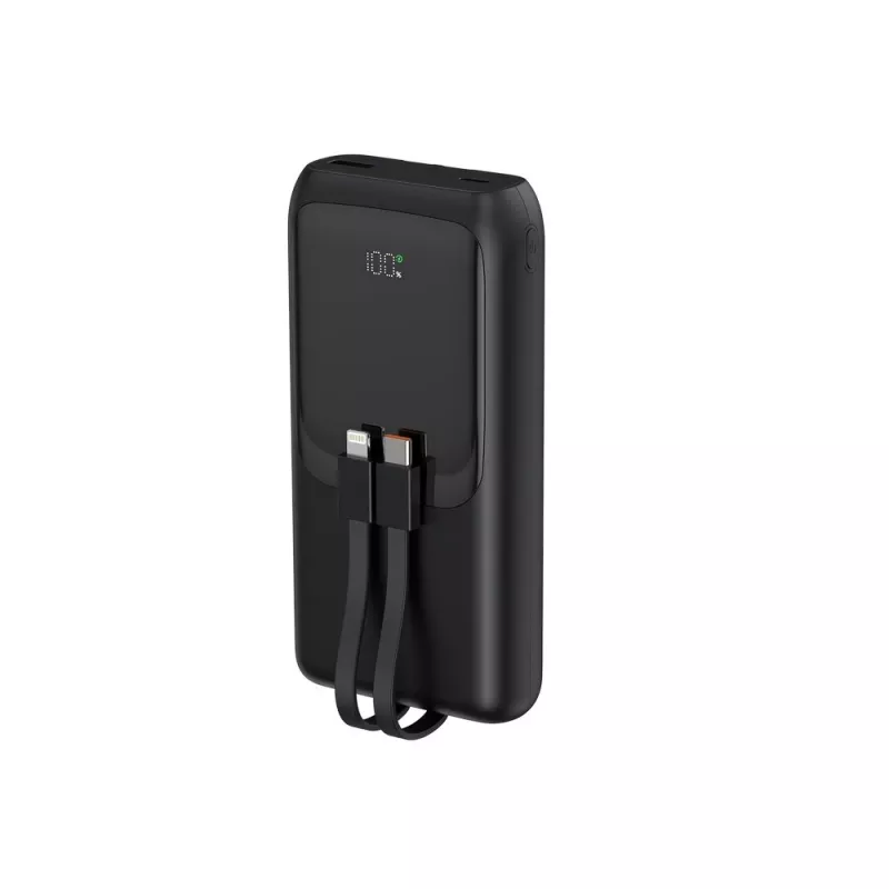 Gembird PB20-PD20-LCD-01 pikalatausvaravirtalähde integroiduilla kaapeleilla, 20 W, 20000 mAh, musta