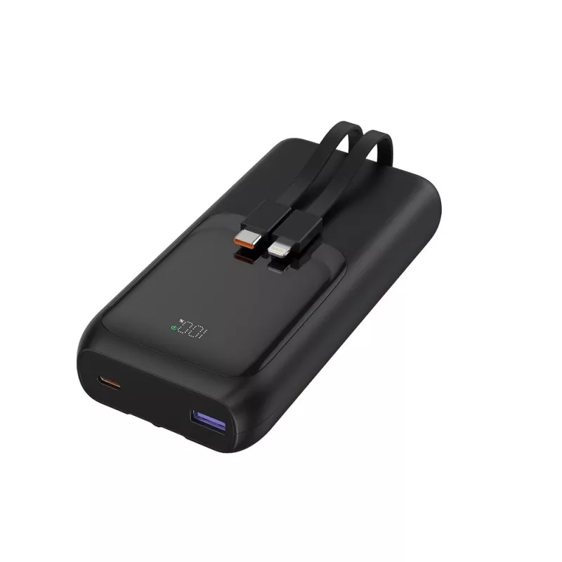 Gembird PB20-PD20-LCD-01 pikalatausvaravirtalähde integroiduilla kaapeleilla, 20 W, 20000 mAh, musta