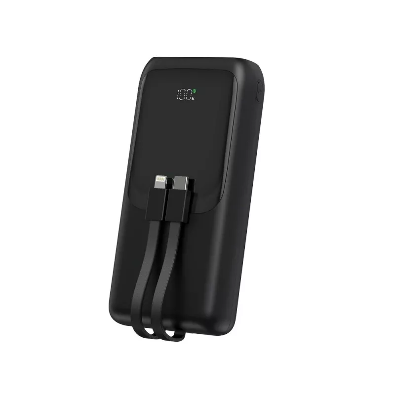 Gembird PB20-PD20-LCD-01 pikalatausvaravirtalähde integroiduilla kaapeleilla, 20 W, 20000 mAh, musta