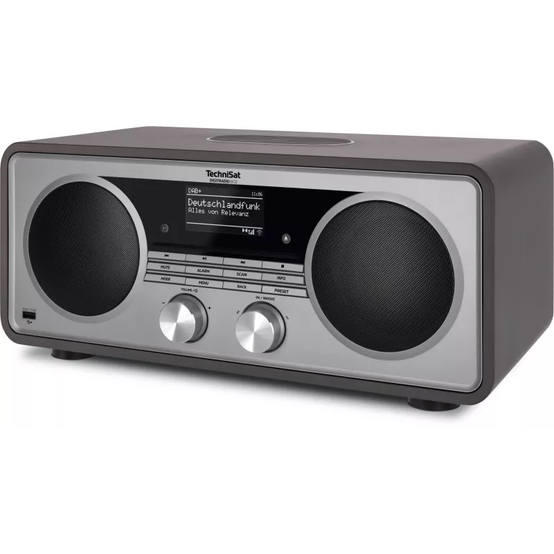 TechniSat DIGITRADIO 602 DAB+/FM/Internet-radio Bluetoothilla, CD-soittimella ja Qi-latausasemalla - antrasiitti/hopea