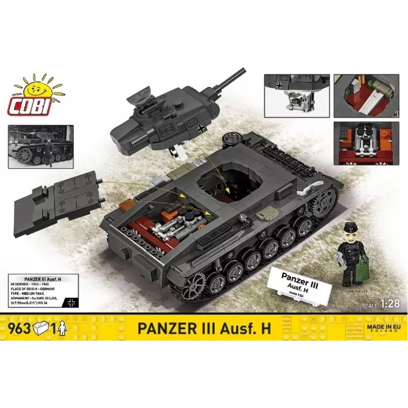 COBI 958 PCS HC WWII Panzer III Ausf. H rakennuspalikkasarja