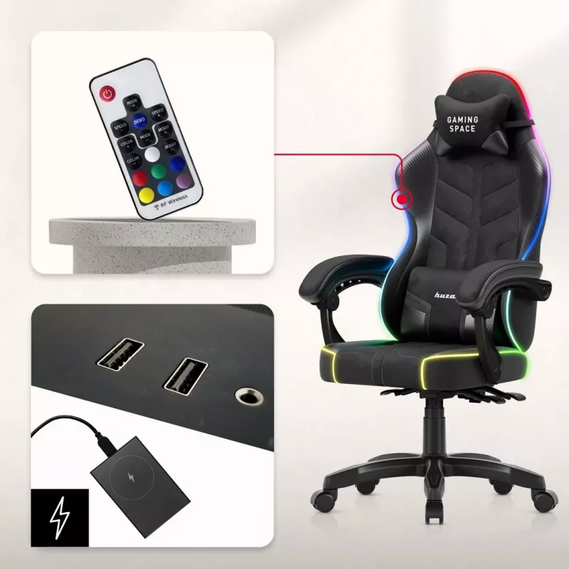 Huzaro Force 2.7 RGB musta pelituoli