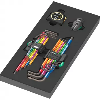 Wera 9740 Hex-Plus L-avainsarja metrinen 9-osainen kuulapäällä ja värikoodauksella