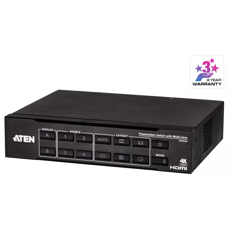 ATEN VP2420 4x2 True 4K esitysmatriisikytkin Multi View -toiminnolla