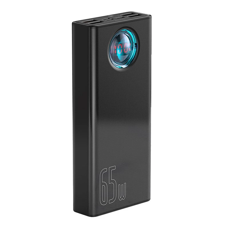 Baseus Amblight varavirtalähde 30000mAh, 4xUSB, USB-C, 65W, musta